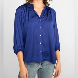 New Pretty Blue Satin blouse .